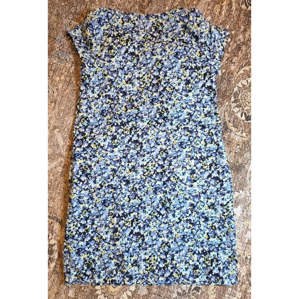 J. Jill Women’s S 100% Linen Blue Floral Shift Dress with Pockets Beach Coastal - Picture 7 of 9